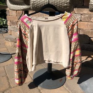 Free People Multicolor Patterned Sleeve Top